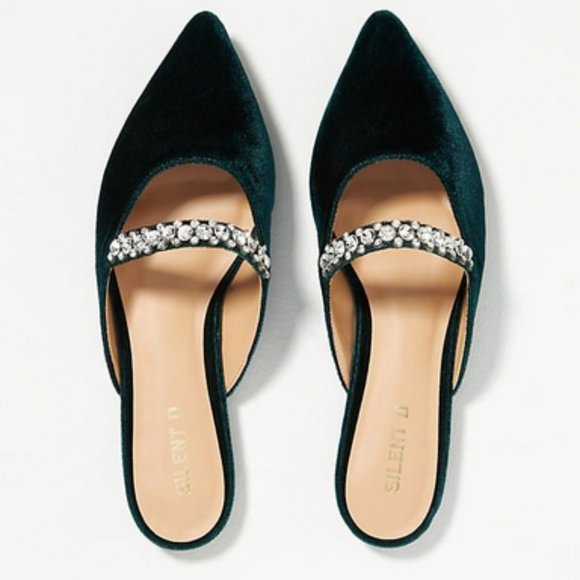 Anthropologie Shoes - Anthropologie Silent D Embellished Velvet Slip-On Flats Mules (NWT)